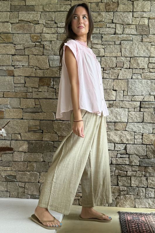 Elsie Pure Cotton Cap Sleeve Blouse Sugar